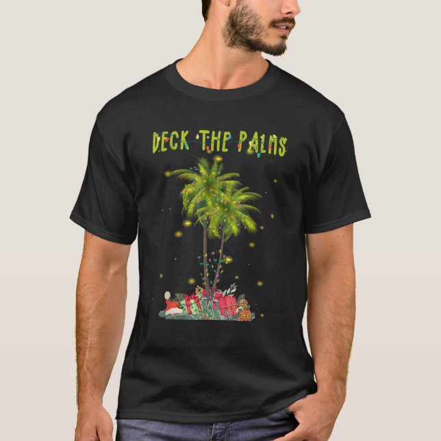 T-shirt Pont Les Palmiers Hawaiian Christmas Palm Tree Lig (Devant)