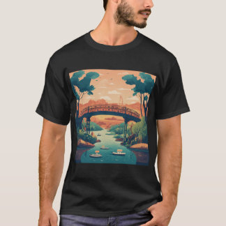T-shirt Pont Whimsical au-dessus de la rivière