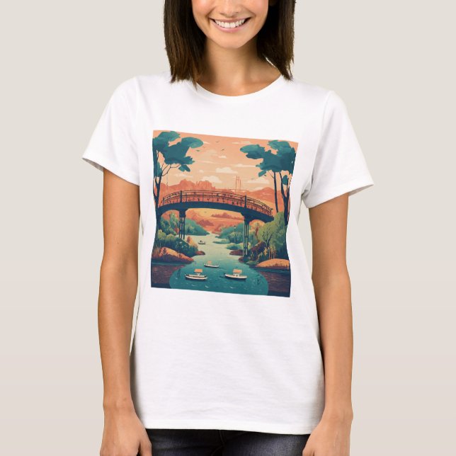 T-shirt Pont Whimsical au-dessus de la rivière (Devant)