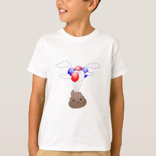 T-shirt Poo Emoji Voler Avec Ballons