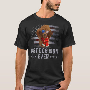 T-shirt Poodé Maman Vintage Américaine Drapeau Patriotique