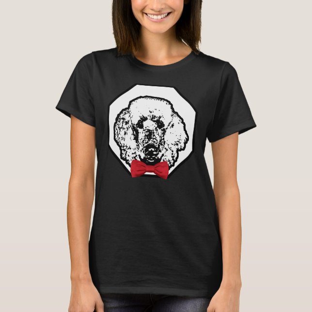 T-shirt Poodé portant le rouge Bowtie belle race de chien (Devant)