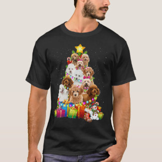 T-shirt Poodle Arbre de Noël Drôle Poodle Noël Lumière