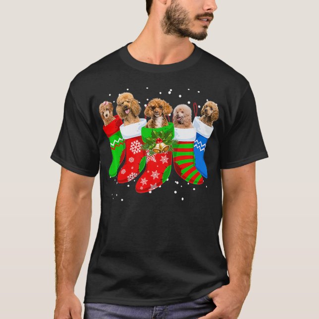 T-shirt Poodle Christmas Poodle Chien Cute Socks Cadeau (Devant)