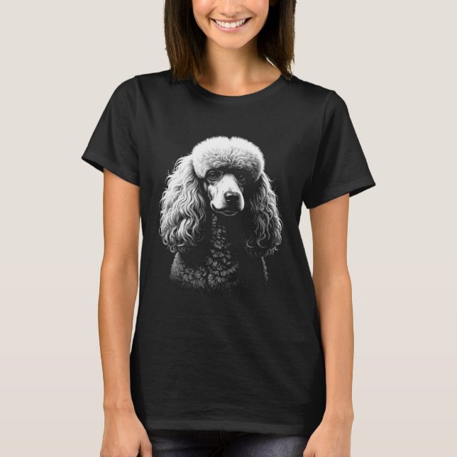 T-shirt Poodle Dog Dark Art Women’s Black Tee (Devant)