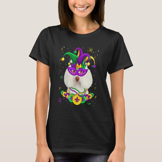 T-shirt Poodle Dog Lover Mardi Gras Carnival Funny Mask Be (Devant)