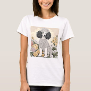 T-shirt Poodle en Fleurs Whimsical