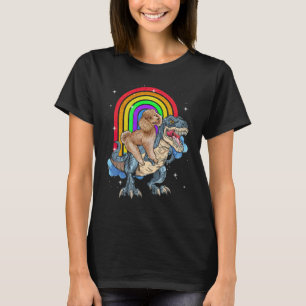 T-shirt Poodle équitation Dinosaur T rex arc en ciel