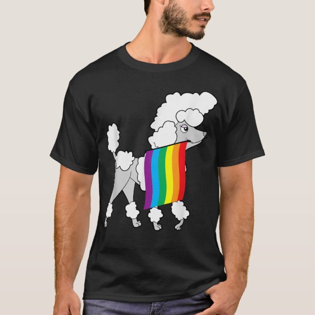 T-shirt Poodle gay pride  (Devant)