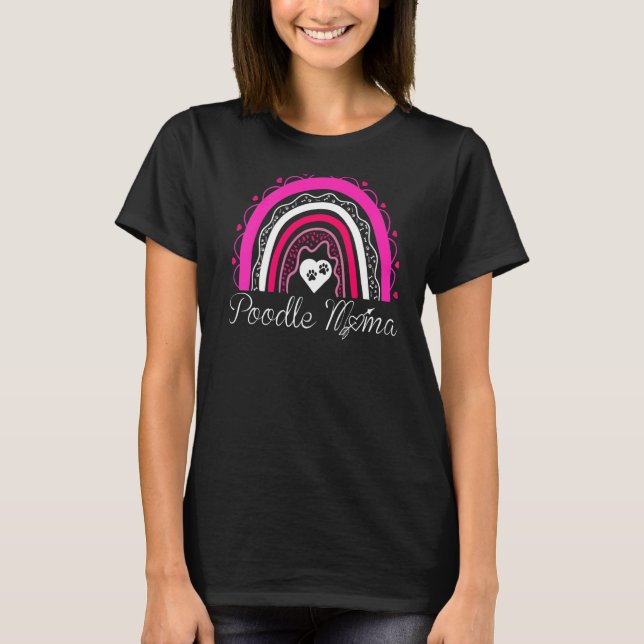 T-shirt Poodle Mama Chien Rainbow Poodle Maman (Devant)