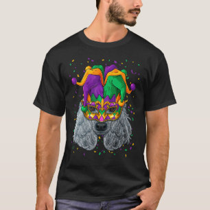 T-shirt Poodle Mardi Gras Chien Visage Carnaval Jester Fes