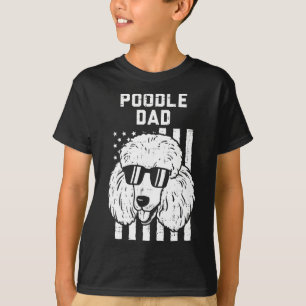 T-shirt Poodle Papa US Cool Drapeau Patriotique Amoureux d