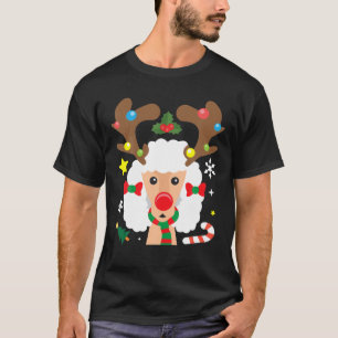 T-shirt Poodle Reindeer Funny mignon chien maman papa Noël