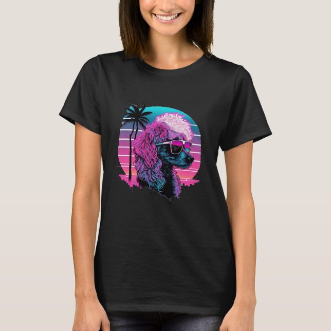 T-shirt Poodle s Synthwave Dreamland (Devant)