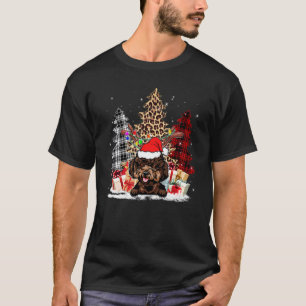 T-shirt Poodle Santa Chapeau clair Buffalo Plaid Leopard X