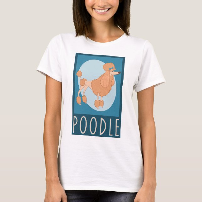 T-shirt Poodon Retro Apricot Sur Bleu (Devant)