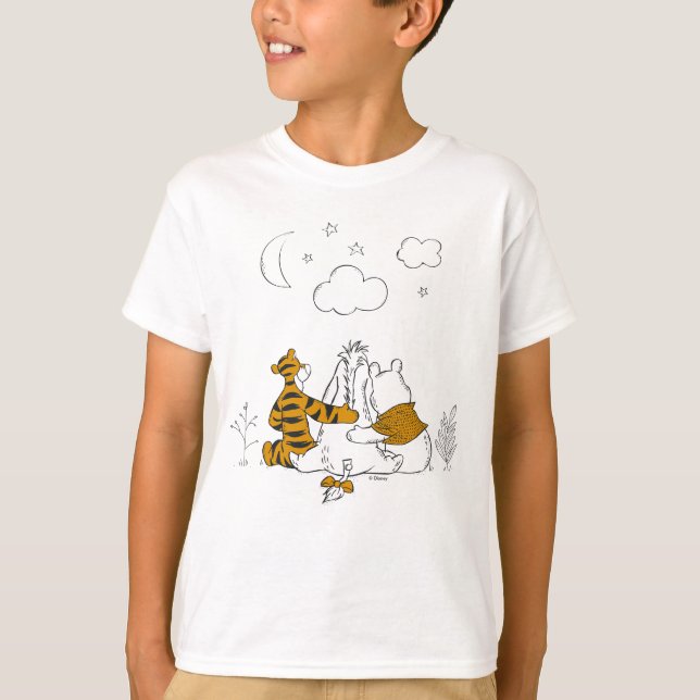 T-shirt Pooh, Eeyore et Tigger| Regarder le ciel (Devant)