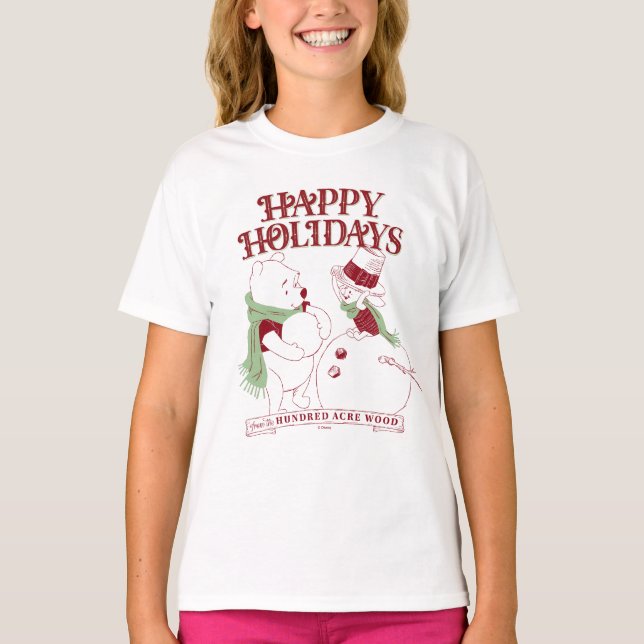 T-shirt Pooh & Piglet | Joyeuses fêtes (Devant)