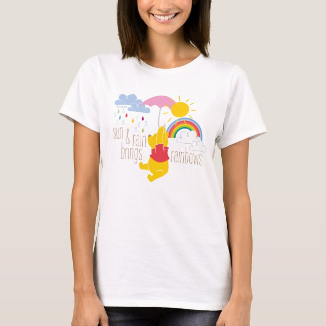 T-shirt Pooh | Sun & Rain Apporte Rainbows Citation (Devant)