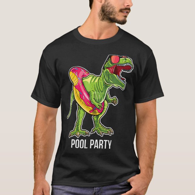 T-shirt Pool Party T Rex Dinosaur Doughnut (Devant)