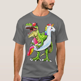 T-shirt Pool Party T Rex Dinosaur Unicorn Flotte été Shi