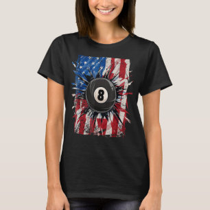 T-shirt Pool Snooker Billard Joueur 8 Ball USA Américain
