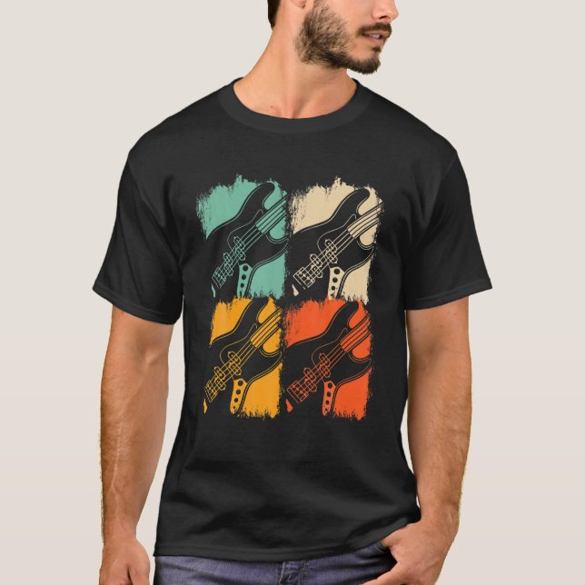 T-shirt Pop Art Bass Guitariste Bassistance Retro Basse Gu (Devant)