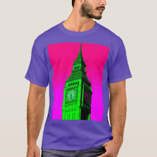 T-shirt Pop Art Big Ben Londres Voyage rose Vert