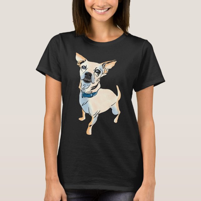 T-shirt Pop Art Chihuahua Chien race Graphique seul (Devant)