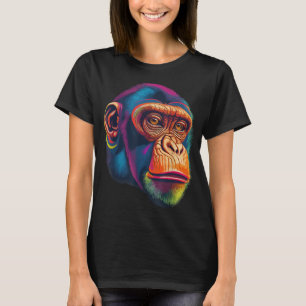 T-shirt Pop Art Chimpanzé Chimp Animal Singe Visage Ape Mo