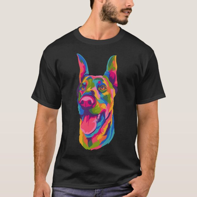 T-shirt Pop Art Doberman mignon Paw Pet Pet Hommes Femmes  (Devant)
