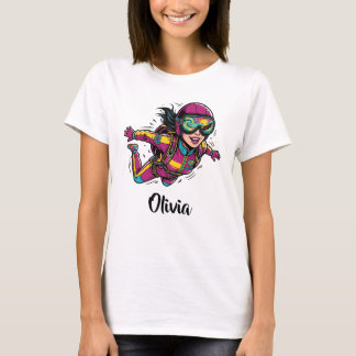 T-shirt Pop Art Femme Skydiver Vibrant Rétro