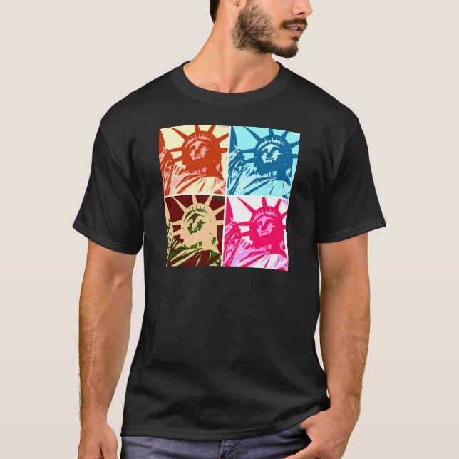 T-shirt Pop Art Lady Liberty New York City (Devant)