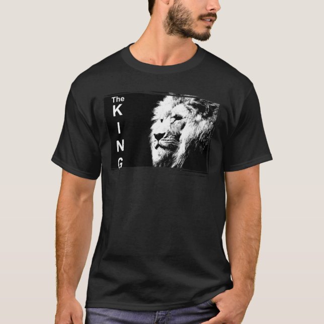T-shirt Pop Art Lion Head Elegant Couleur Noire Moderne (Devant)