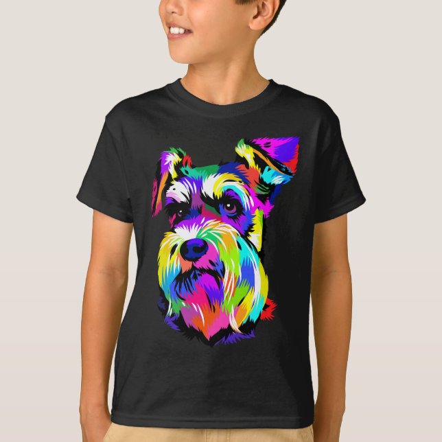T-shirt Pop Art Miniature Schnauzer Chien Amoureux des ani (Devant)