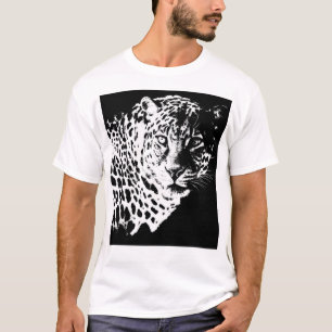 T-shirt Pop Art Modèle Animaux Tête de léopard Mens modern