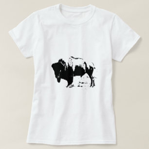 T-shirt Pop Art noir et blanc Buffalo Silhouette