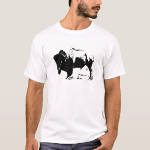 T-shirt Pop Art noir et blanc Buffalo Silhouette