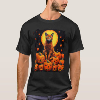 T-shirt Pop Art Orange Ginger Chat Jack-o'-lantern Hallowe