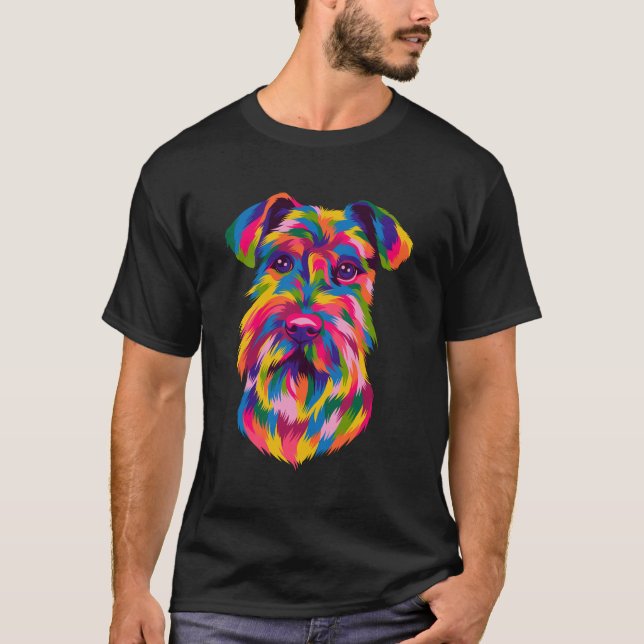 T-shirt Pop Art Schnauzer Cute Paw Pet Pet Cadeau Hommes F (Devant)
