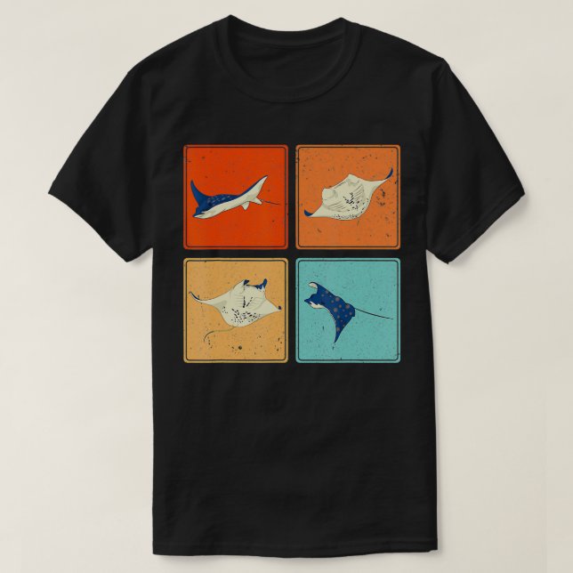 T-shirt Pop Art Stingray Aquarium Animal Scuba Diver Ocean (Design devant)