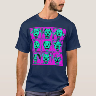 T-shirt Pop Art Vibrant Dog Faces Colorful Comic Book Vibe