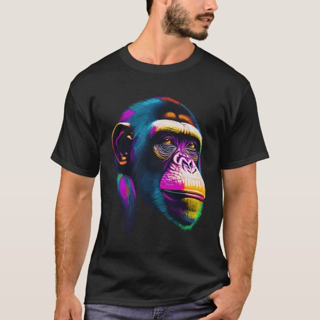 T-shirt Pop Chimpanzé Chimp singe animal visage Singe adul (Devant)