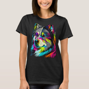 T-shirt Pop coloré artistique peint Malamute d'Alaska