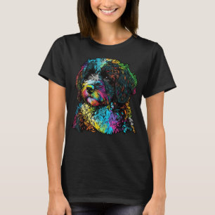 T-shirt Pop coloré artistique peint Portugais Water Dog