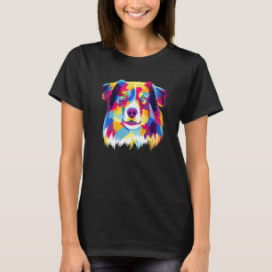 T-shirt Pop coloré Australian Shepherd Portrait Aussie