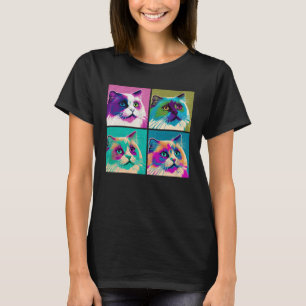 T-shirt Pop de chat de poupée Illustration Animal coloré H
