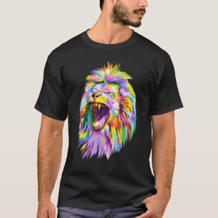 T-shirt Pop De Tête De Lion Coloré Pour Lions