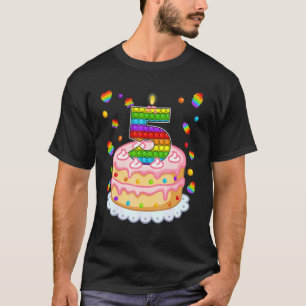 T-shirt Pop It 5th Birthday Cake Girls Boys 5th Years
