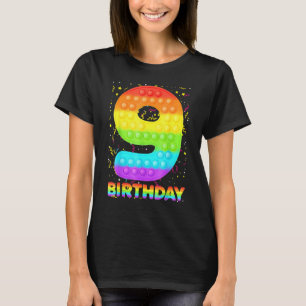 T-shirt Pop It 9th Birthday Girls Boys 9 Years Old Fidget